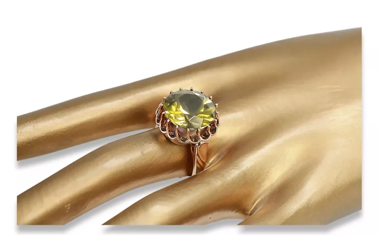 Ring Vintage Yellow Peridot Original Vintage 14K Rose Gold vrc035r